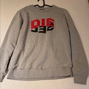 Diesel Men's Crewneck Sweater in Gray with Red Logo